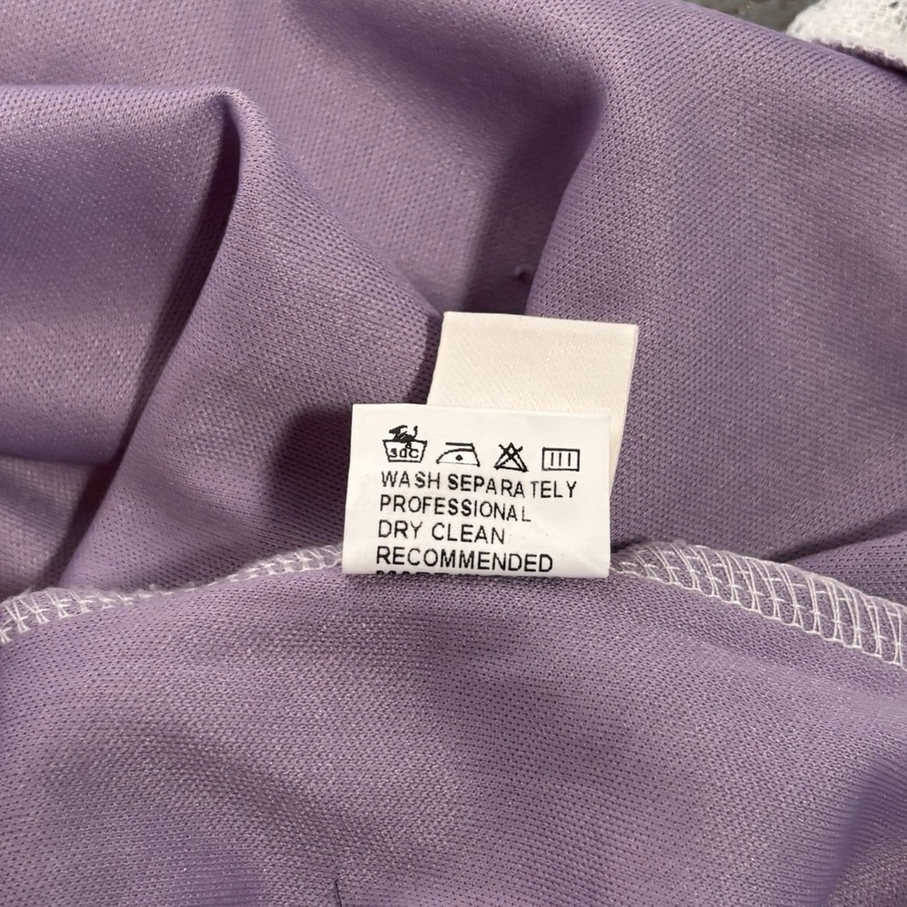Coquette Lace Dress Womens Medium Sheer Overlay Lavender Soft Girl Puff Sleeve - Picture 7 of 7